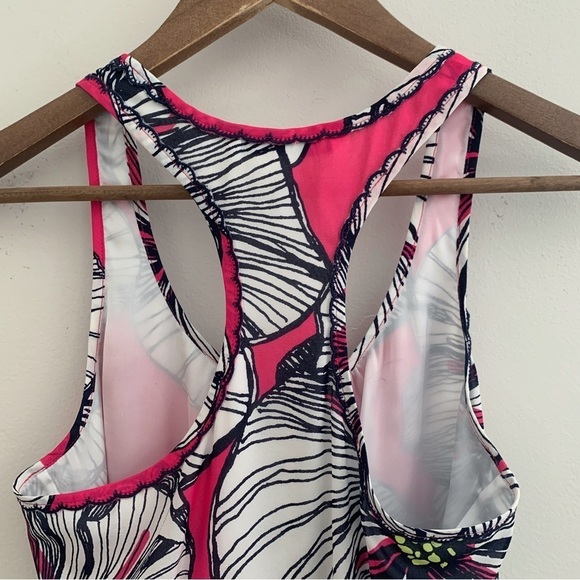 Trina Turk Floral Silk Racerback Tank Top Small Fuchsia - Picture 4 of 8